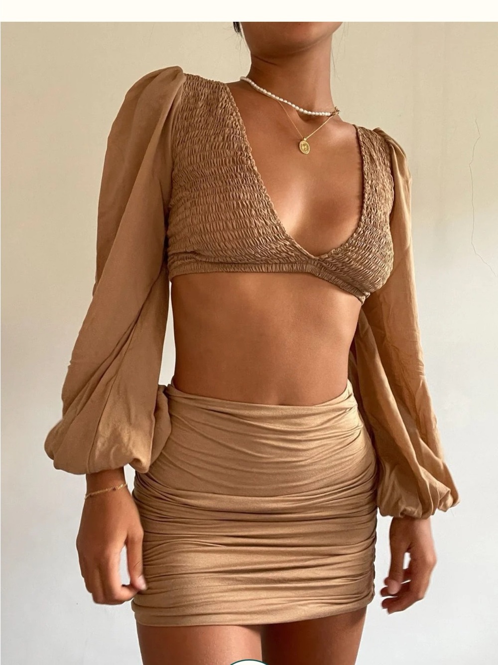 Indah Ruched skirt in Mocha